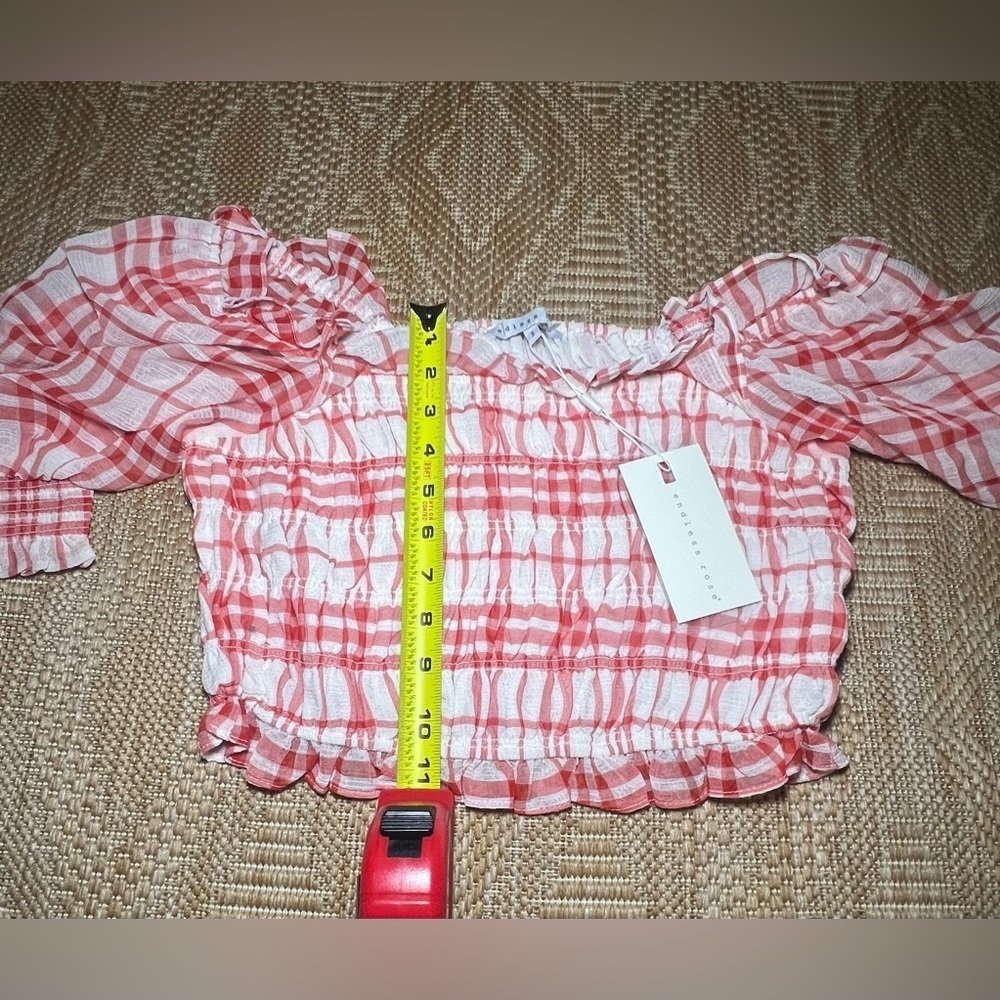 Endless Rose Women's Red/White Gingham Smocked Top, Size S, Brand New, NWT - Picture 8 of 11